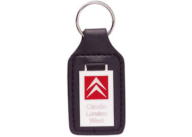 Llaveros de encargo, llavero de cuero del bolsillo del coche con el emblema sintético del esmalte, aleación del cinc con el niquelado
