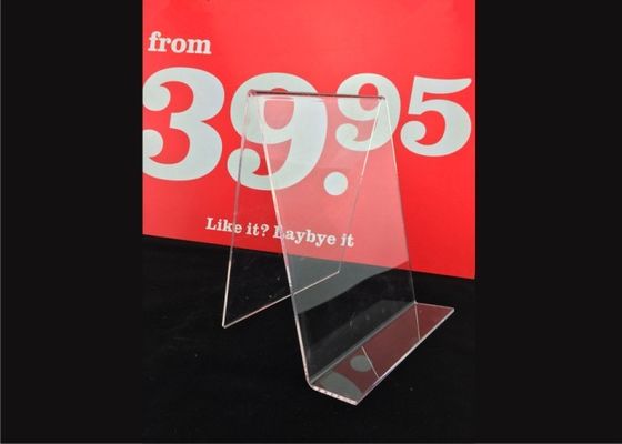 Tenedor de acrílico claro de encargo de la muestra, tenedores de acrílico del cartel del menú para la exhibición
