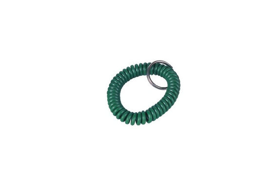 Tenedor verde de la llave del PVC de la muñeca, llaveros promocionales con el anillo espiral 30590