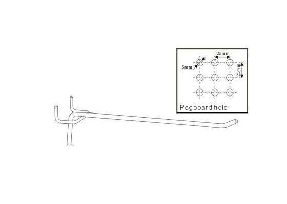 el cromo, cinc, exhibición de la venta al por menor del pegboard del alambre de acero del metal de las bolas del niquelado 7 engancha 31141,31142,31143,31144,31145