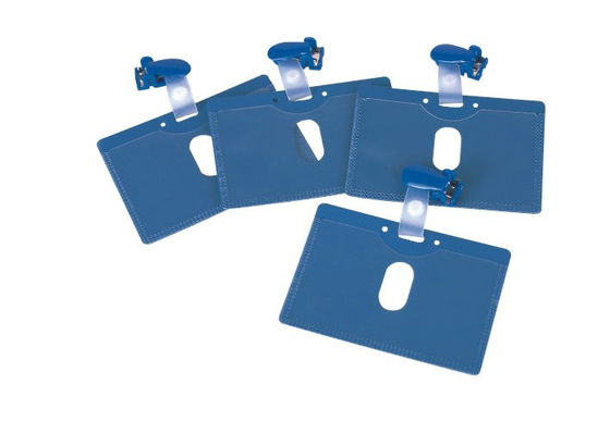 Clip plástico del top del tirón del ABS azul que encuentra el portatarjetas del PVC, clip 30277 del poseedor de una tarjeta de identificación de nombre