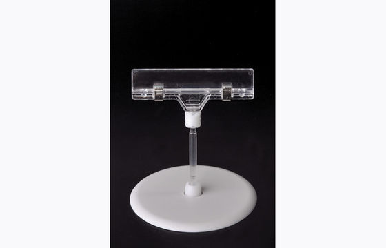 Clip plástico transparente del tenedor del precio del picosegundo, clip del POP con la base redonda el 15*9cm