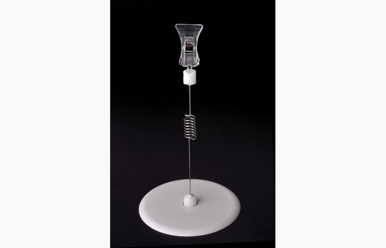 Clip plástico transparente del tenedor del precio del picosegundo, clip del POP con la base redonda el 15*9cm