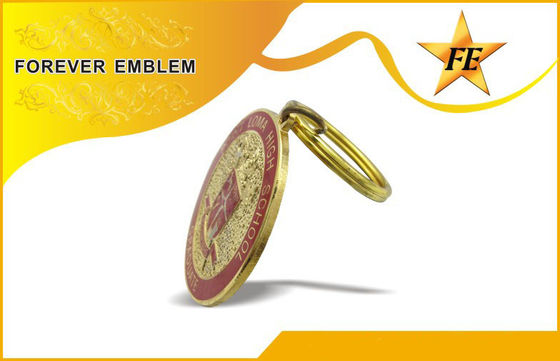 Llaveros promocionales suaves del metal del esmalte/del Cloisonne con el anillo y las cadenas de la fractura