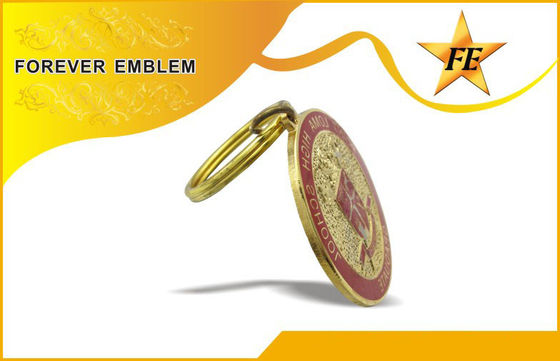 Llaveros promocionales suaves del metal del esmalte/del Cloisonne con el anillo y las cadenas de la fractura