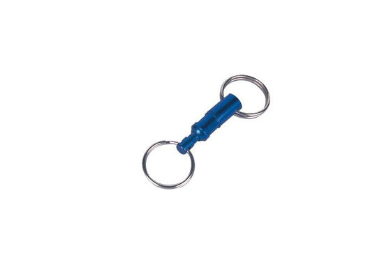 Llaveros promocionales 30595 del tirón del tenedor doble separado de aluminio azul del llavero
