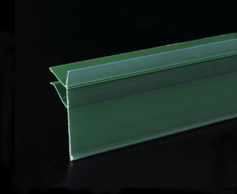 Tenedor verde de la muestra de la tira de los datos del PVC para los estantes de la alameda y precio insertado