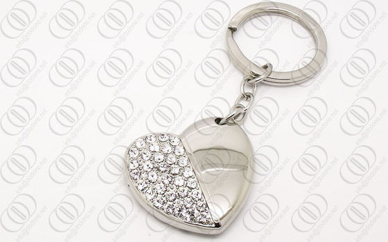 Llavero de la forma del corazón del acero inoxidable de la joyería con los cristales Swarovski claros