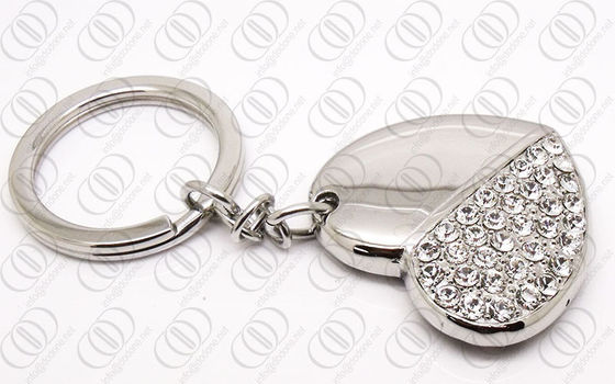 Llavero de la forma del corazón del acero inoxidable de la joyería con los cristales Swarovski claros