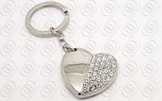 Llavero de la forma del corazón del acero inoxidable de la joyería con los cristales Swarovski claros