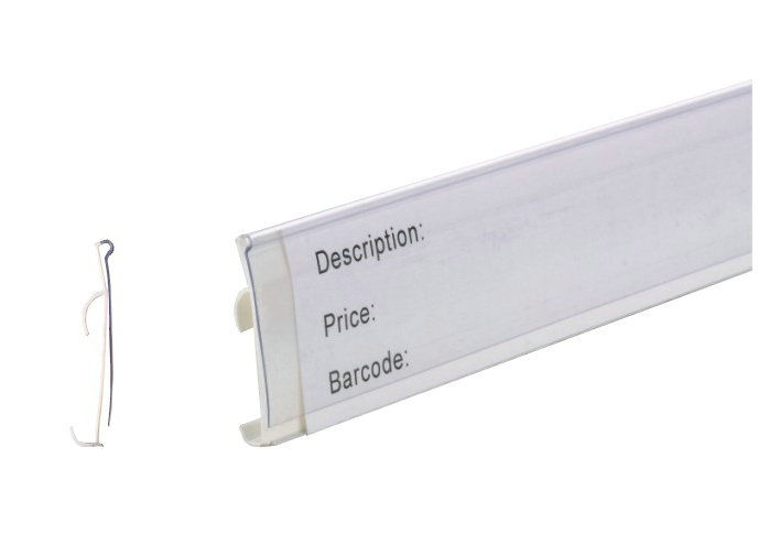 Los datos pelan, precio al por menor de encargo que exhibe el tenedor de etiqueta del plástico transparente del PVC para la tienda, supermercado 31239